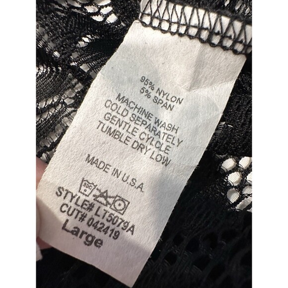 Vintage black sheer lace top, sexy see-through floral mesh blouse, gothic y2k L - Picture 5 of 9